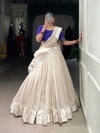 White Colour Polyestar Viscose Border Lehenga With Blouse Dupatta Wholesalers In Delhi